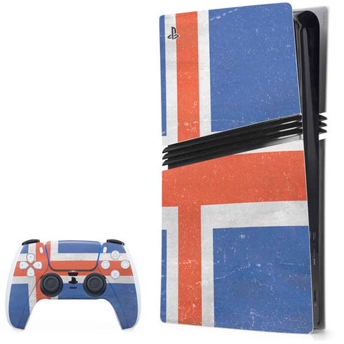 Iceland Flag Distressed PS5 Pro Bundle Skin